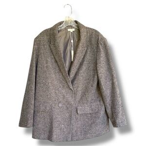NWT Max Studio Double Breasted Grey Tweed Blazer Size Large